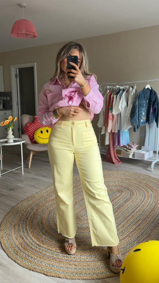 Yellow Front Pocket Straight Leg Jeans