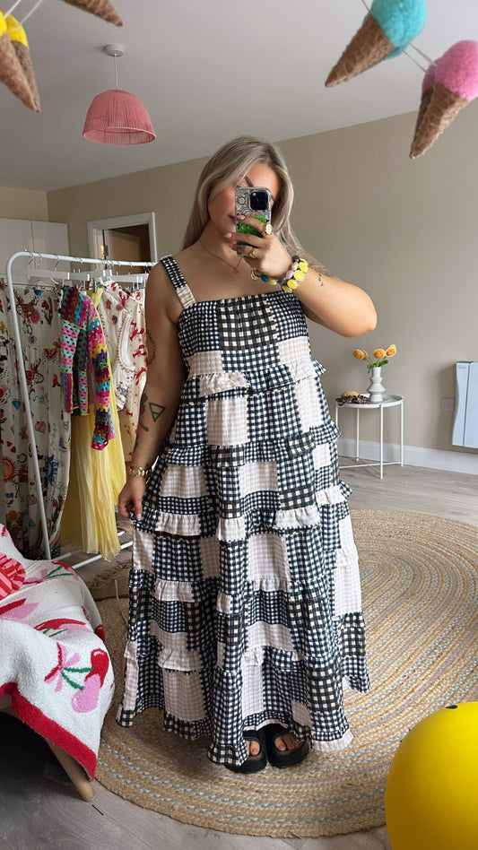 Gingham Patchwork Maxi Dress