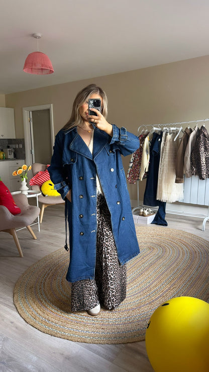 Denim Full Length Trench Coat