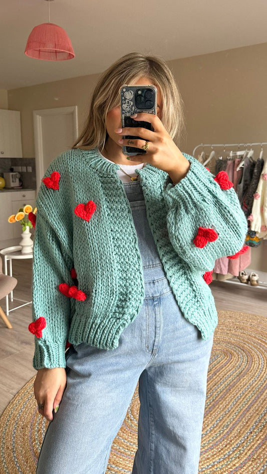 Blue Heart Chunky Knit Cardigan