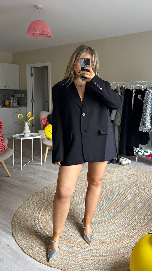 Black Split Back Oversized Blazer