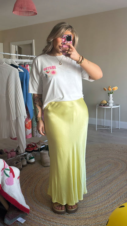 Satin Slip Skirt - Yellow