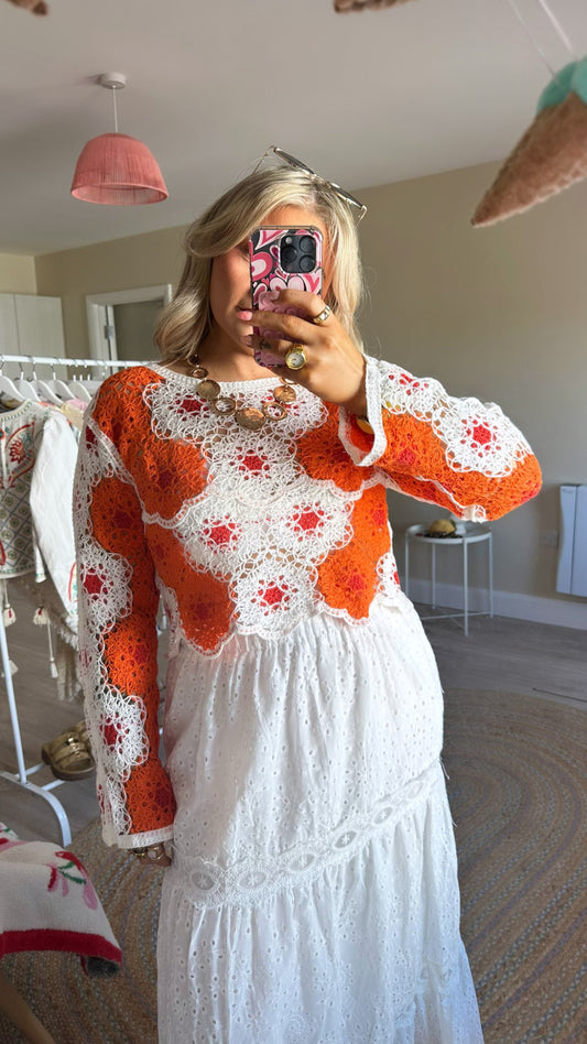 Orange Crochet Jumper