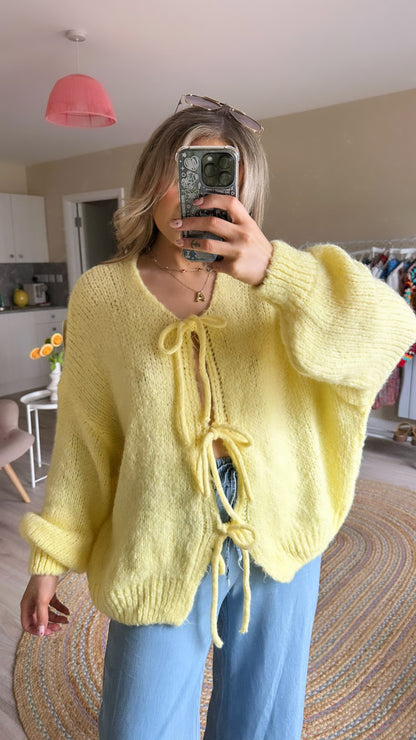 Yellow Bow Tie Cardigan