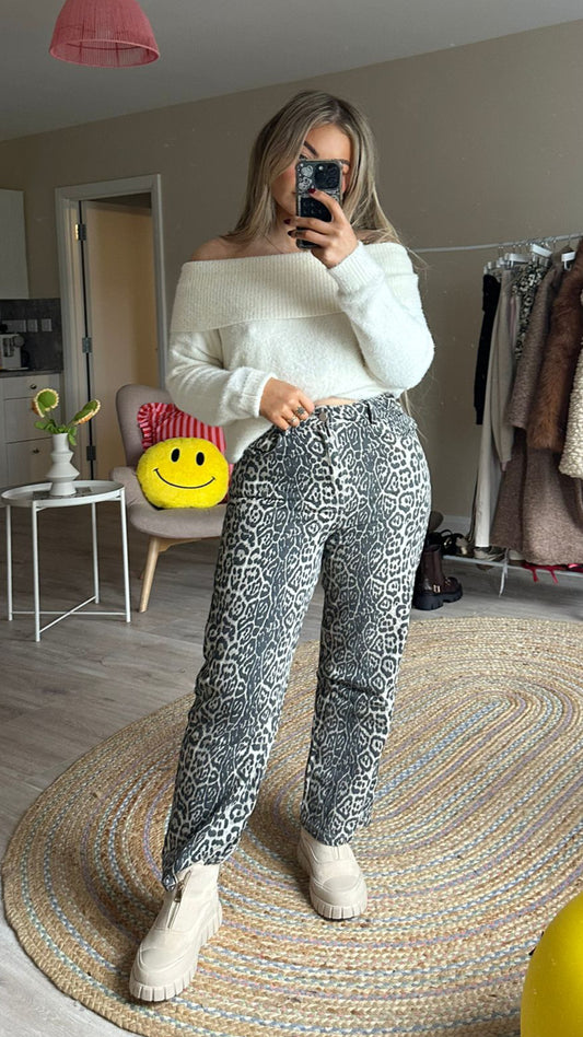 Leopard Wide Leg Jeans