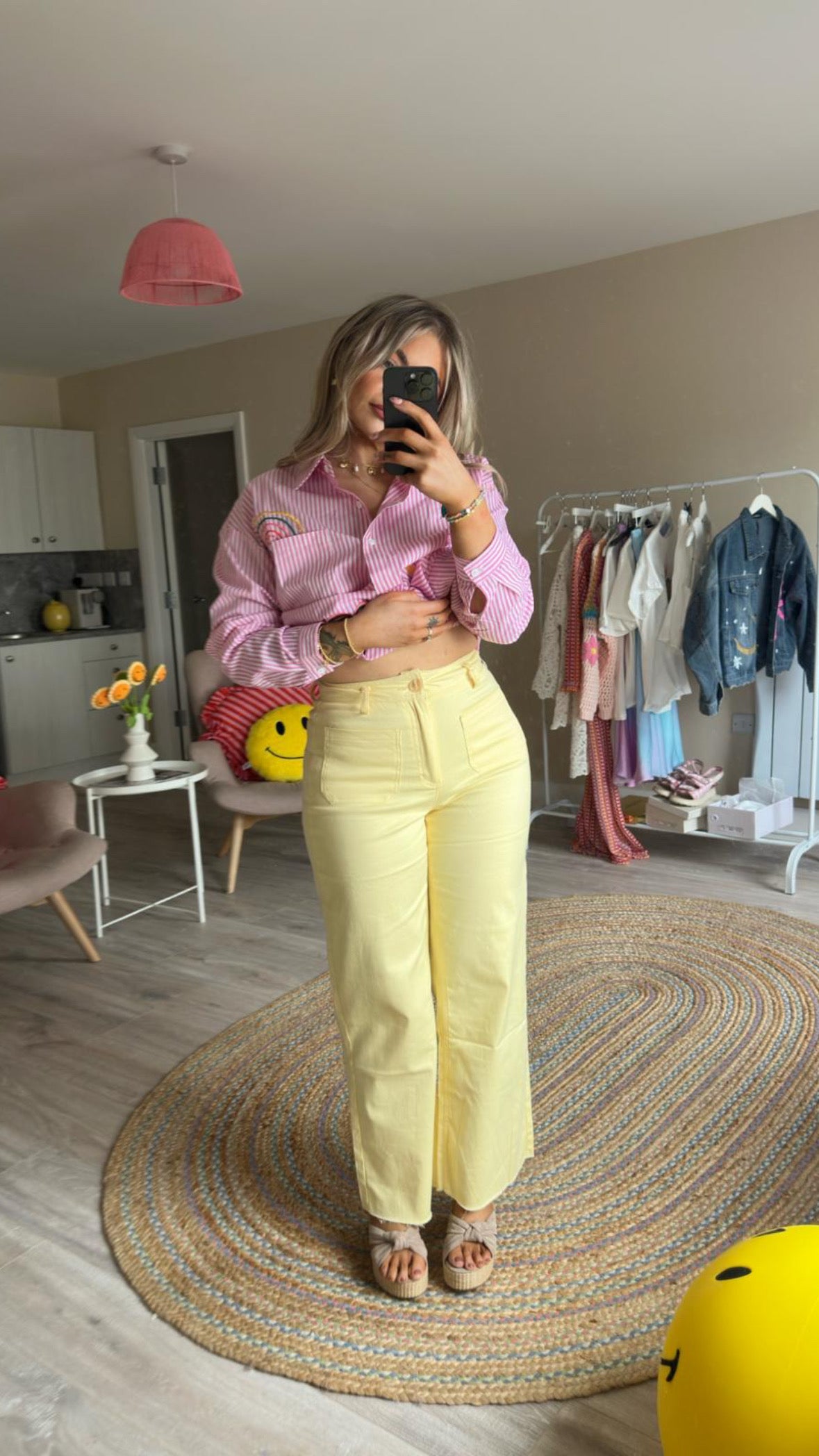 Yellow Front Pocket Straight Leg Jeans