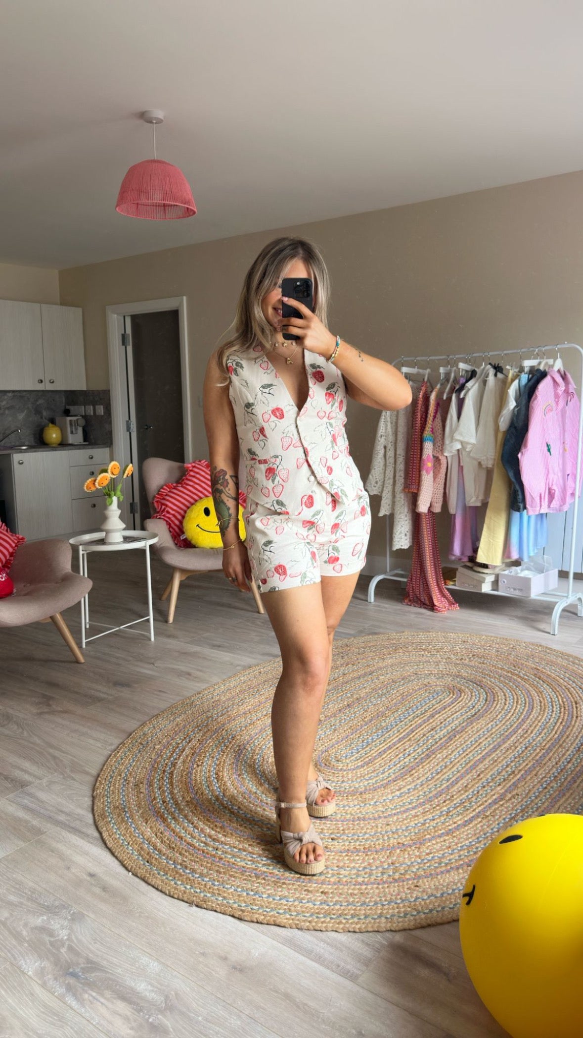 Denim Strawberry Printed Co Ord (SHORTS ONLY)