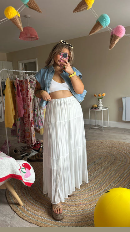 Tiered Maxi Skirt - White