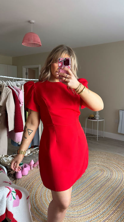 Bow Back Mini Dress - Red