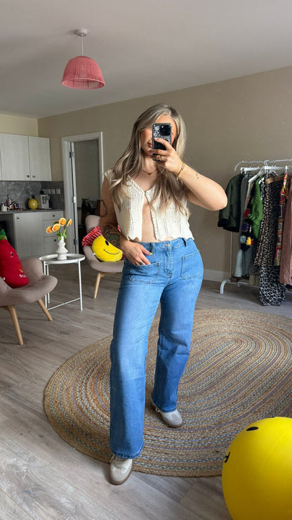 High Waist Front Pocket Jeans (Light Wash)