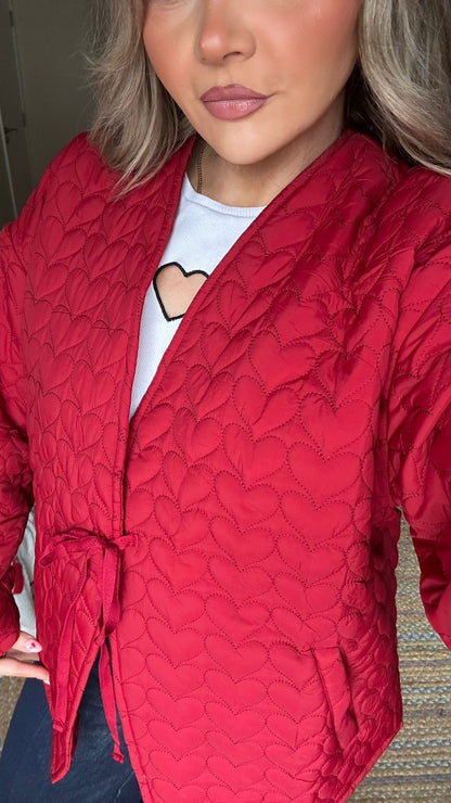 Quilted Heart Jacket - Red