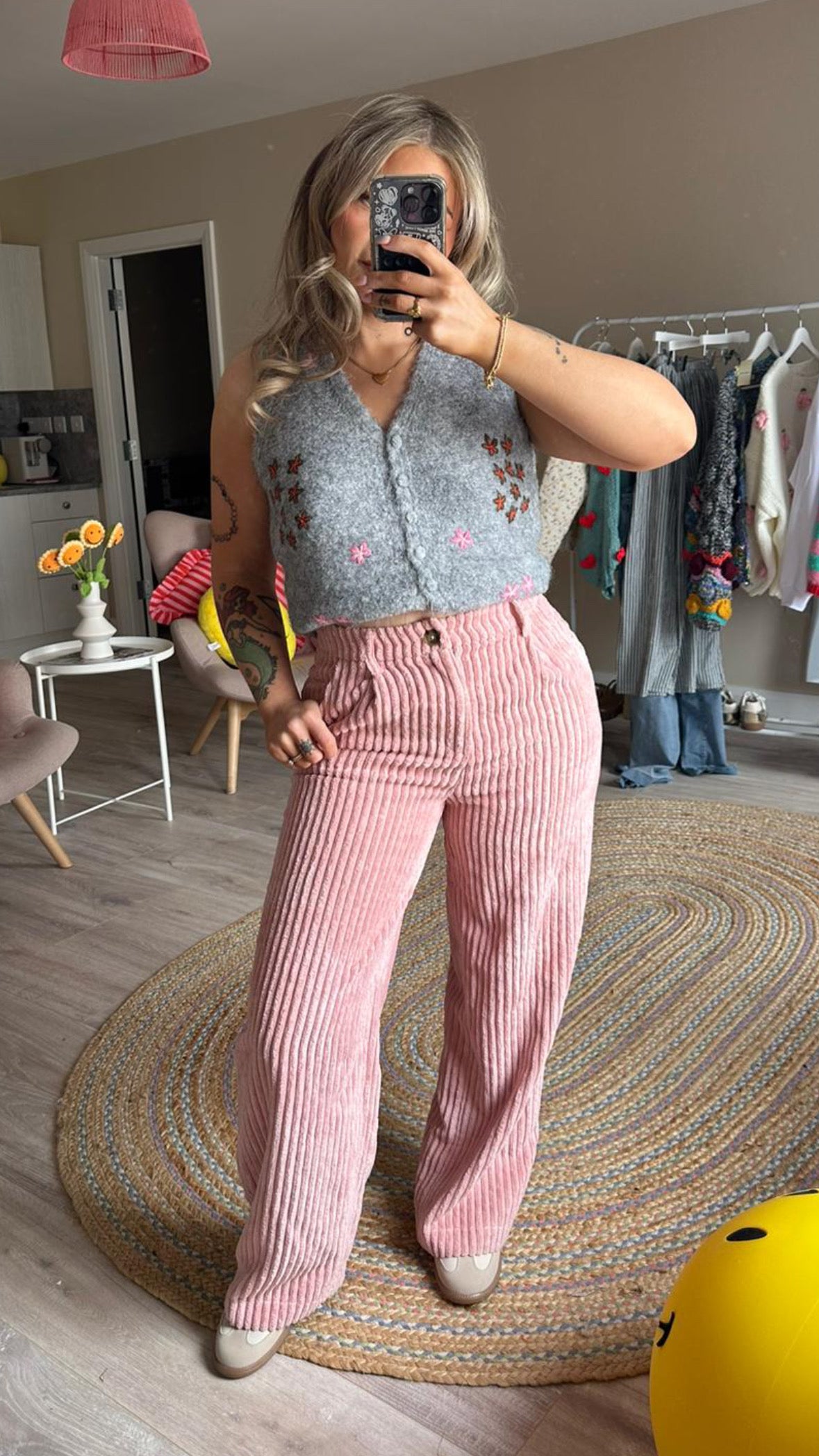 Pink Velvet Cord Trousers