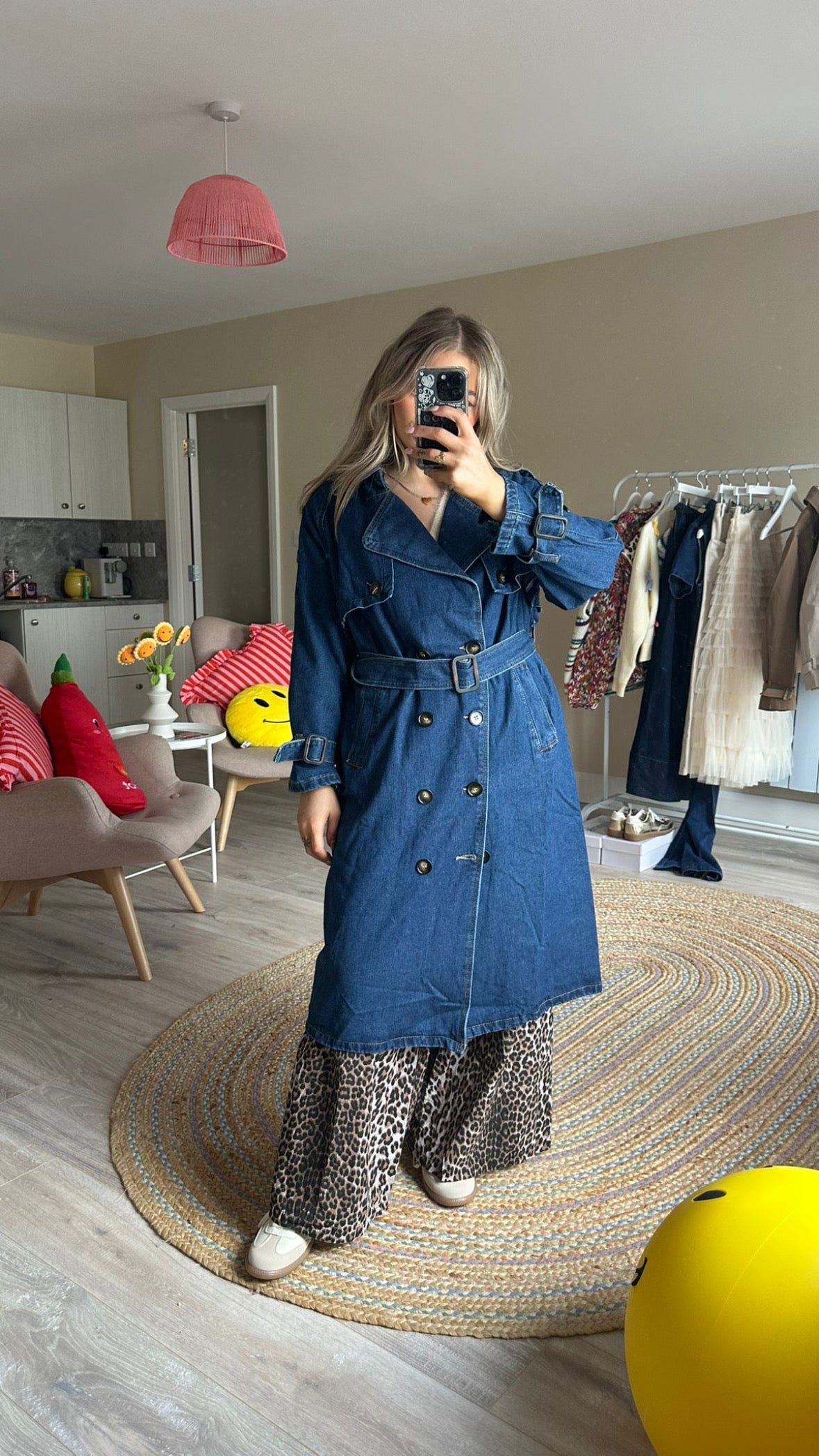 Denim Full Length Trench Coat