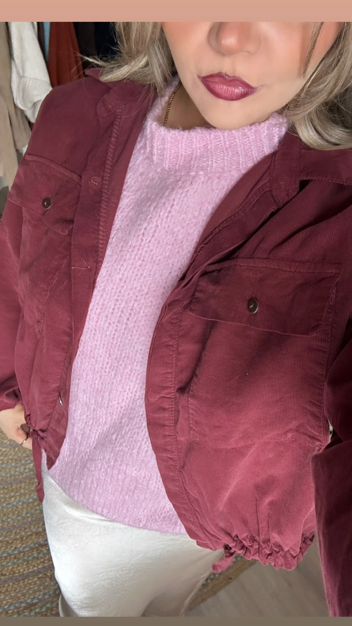 Lightweight Cord Jacket - Burgundy