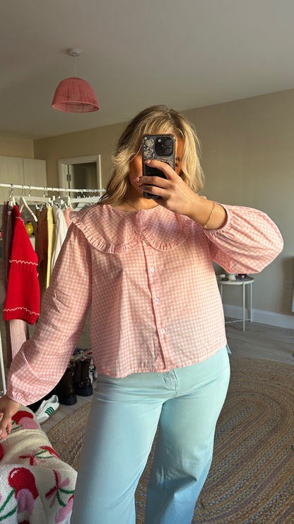 Pink Gingham Collared Shirt