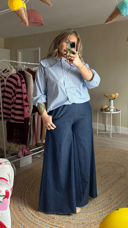 Stripe Round Collar Blouse