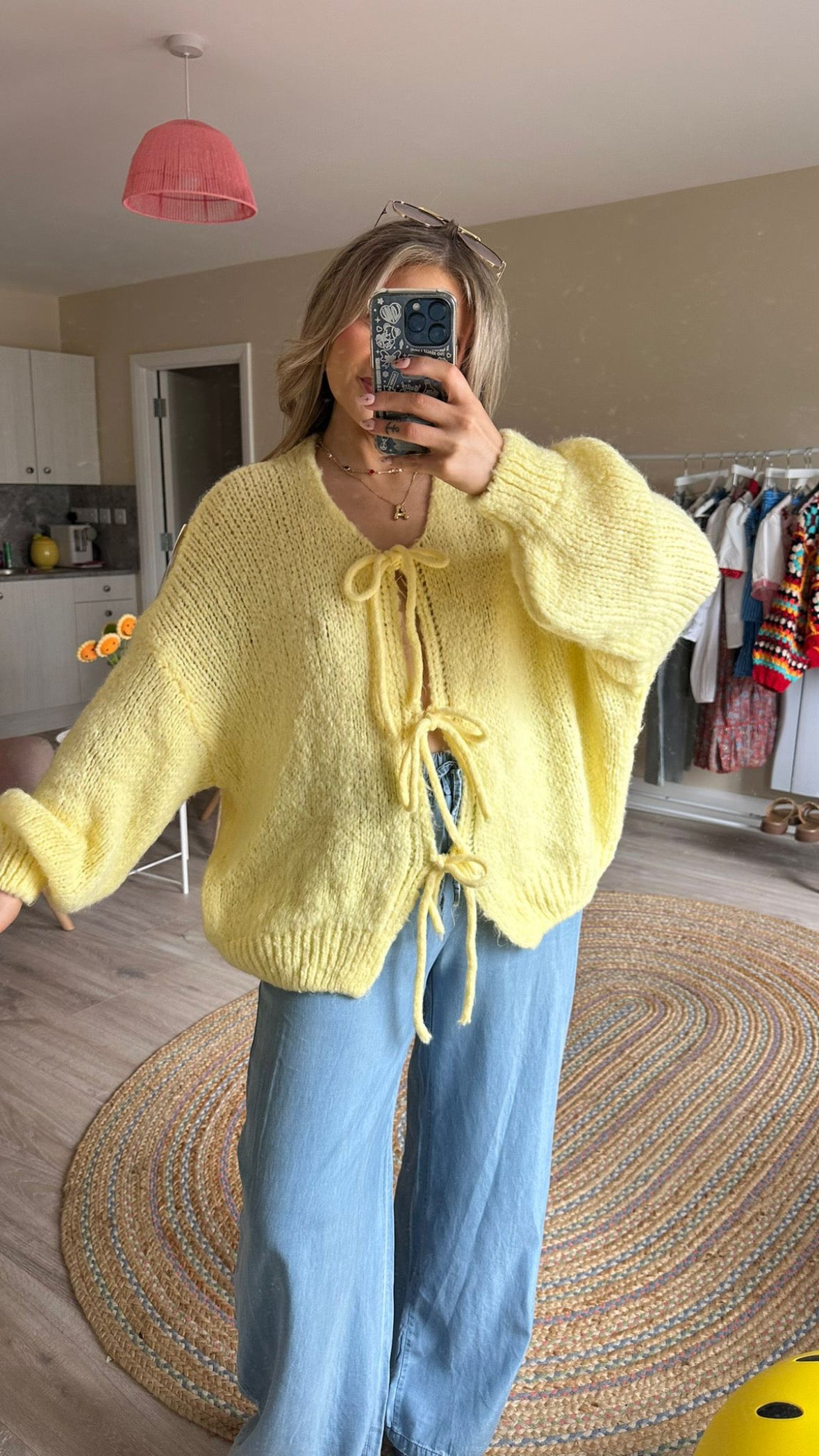 Yellow Bow Tie Cardigan