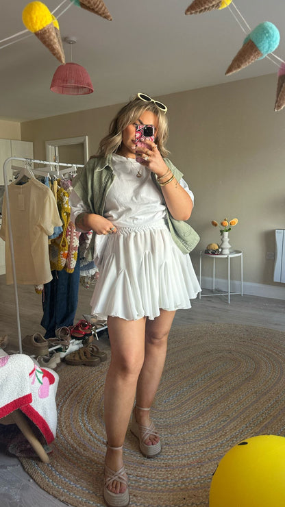 Flared Mini Skirt - White