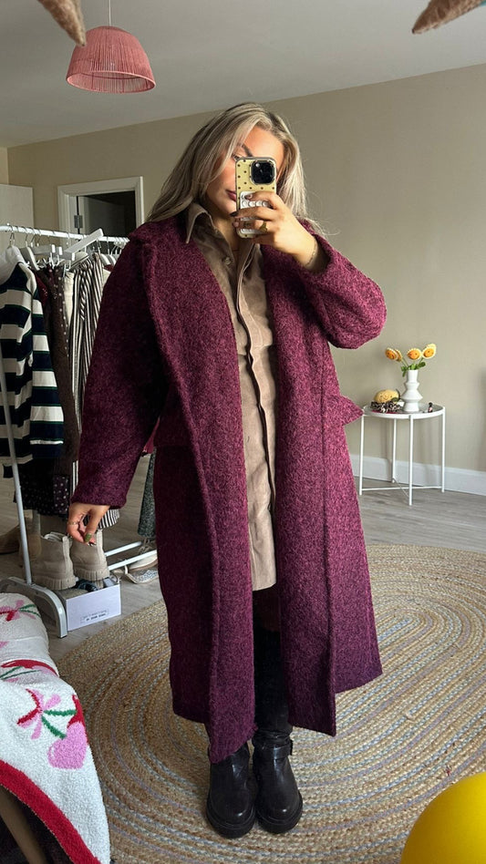 Berry Textured Longline Coat