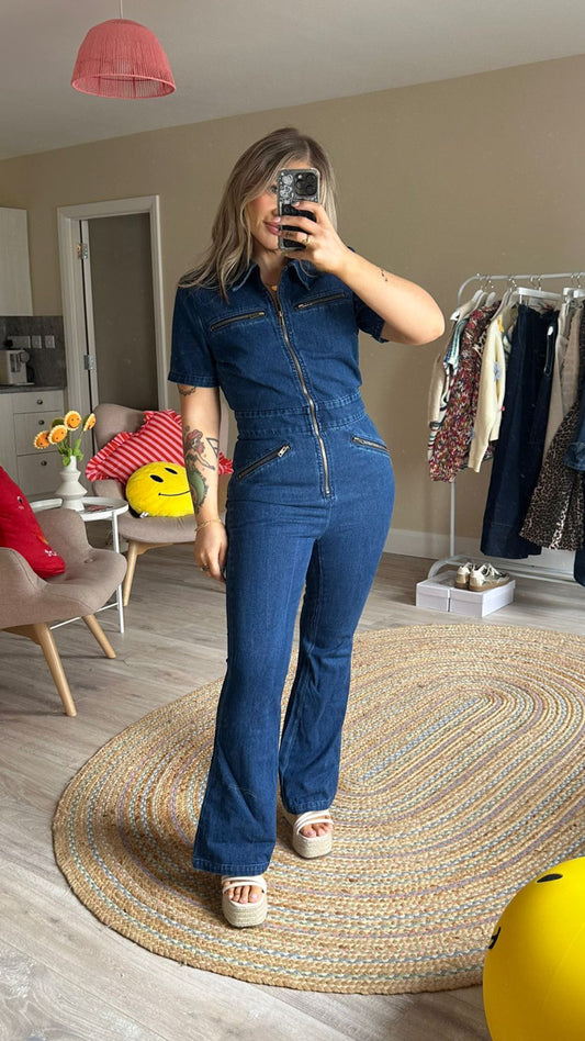 Denim Short Sleeve Fitted Boiler Suit