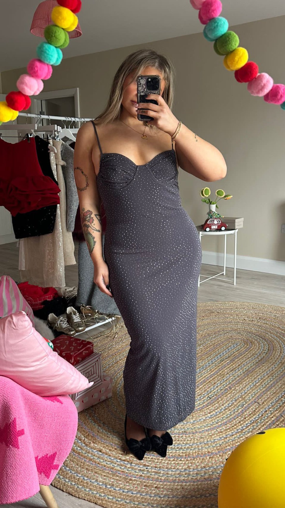 Grey Diamanté Dress