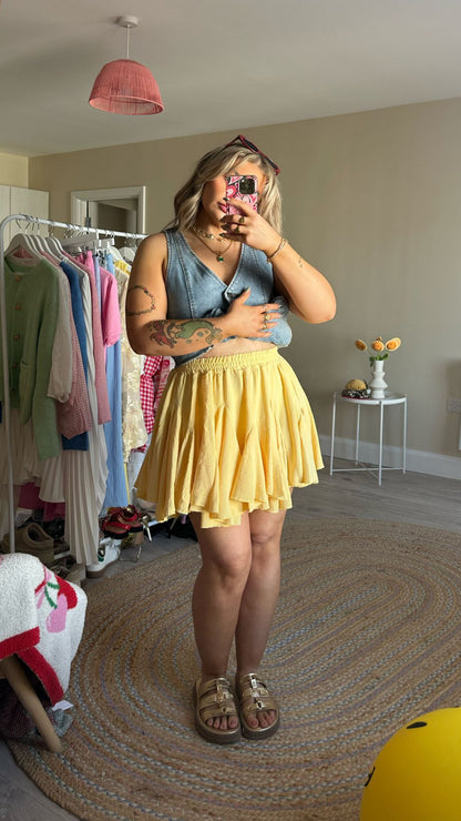 Flared Mini Skirt - Yellow