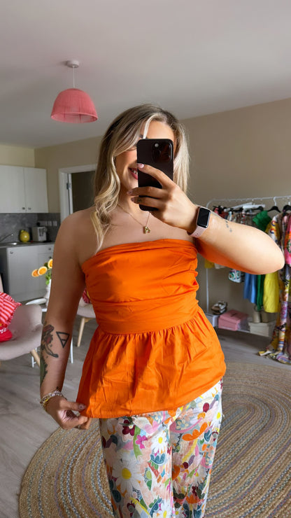 Orange Flared Bandeau Top