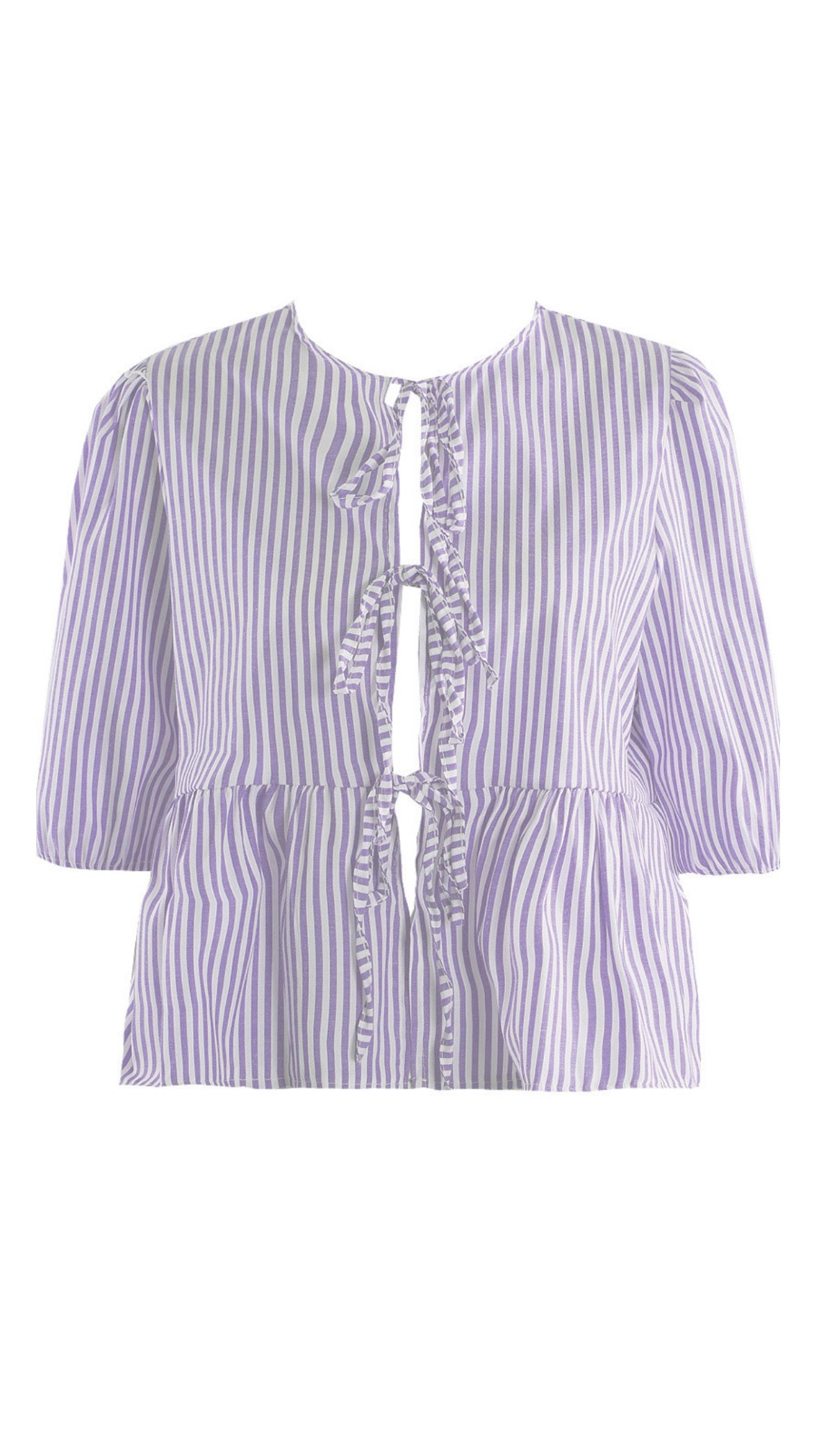 Lilac Stripe Bow Tie Top