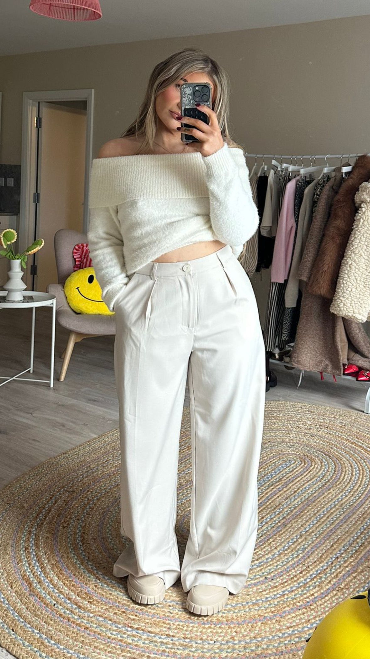 Beige Tailored Trousers