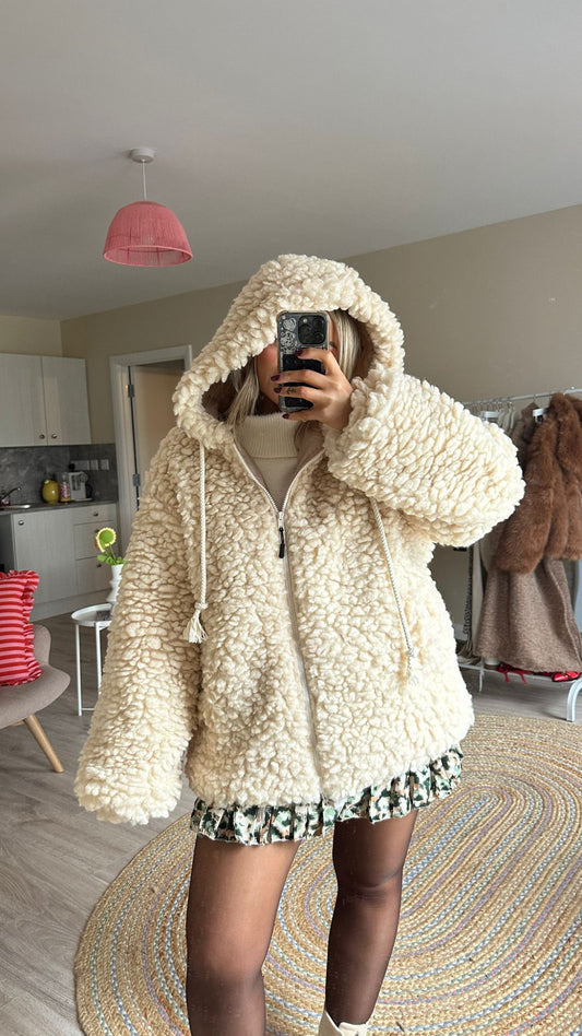 Faux Fur Shearling Hooded Jacket