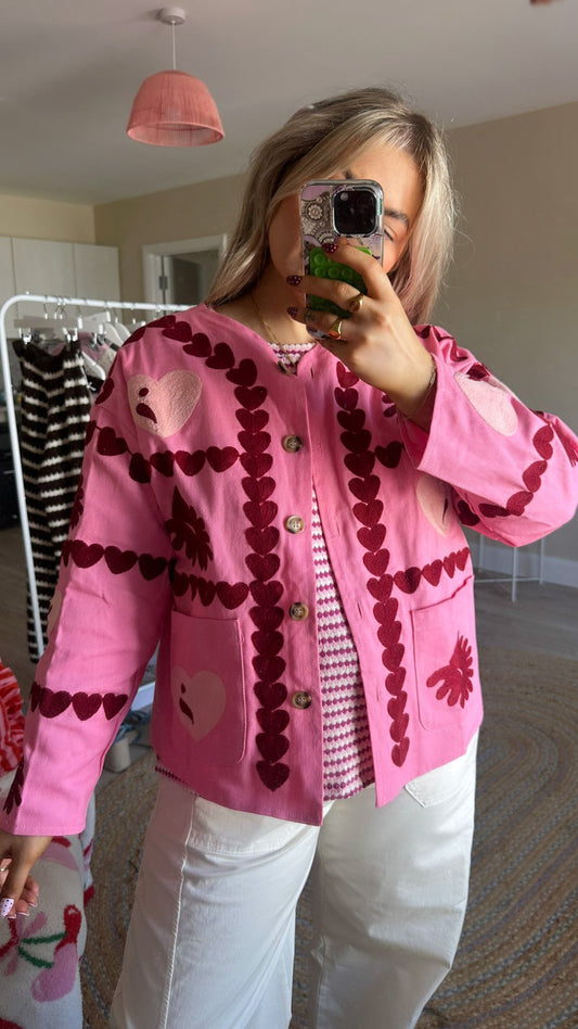 Pink Embroidered Jacket