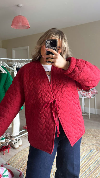 Quilted Heart Jacket - Red