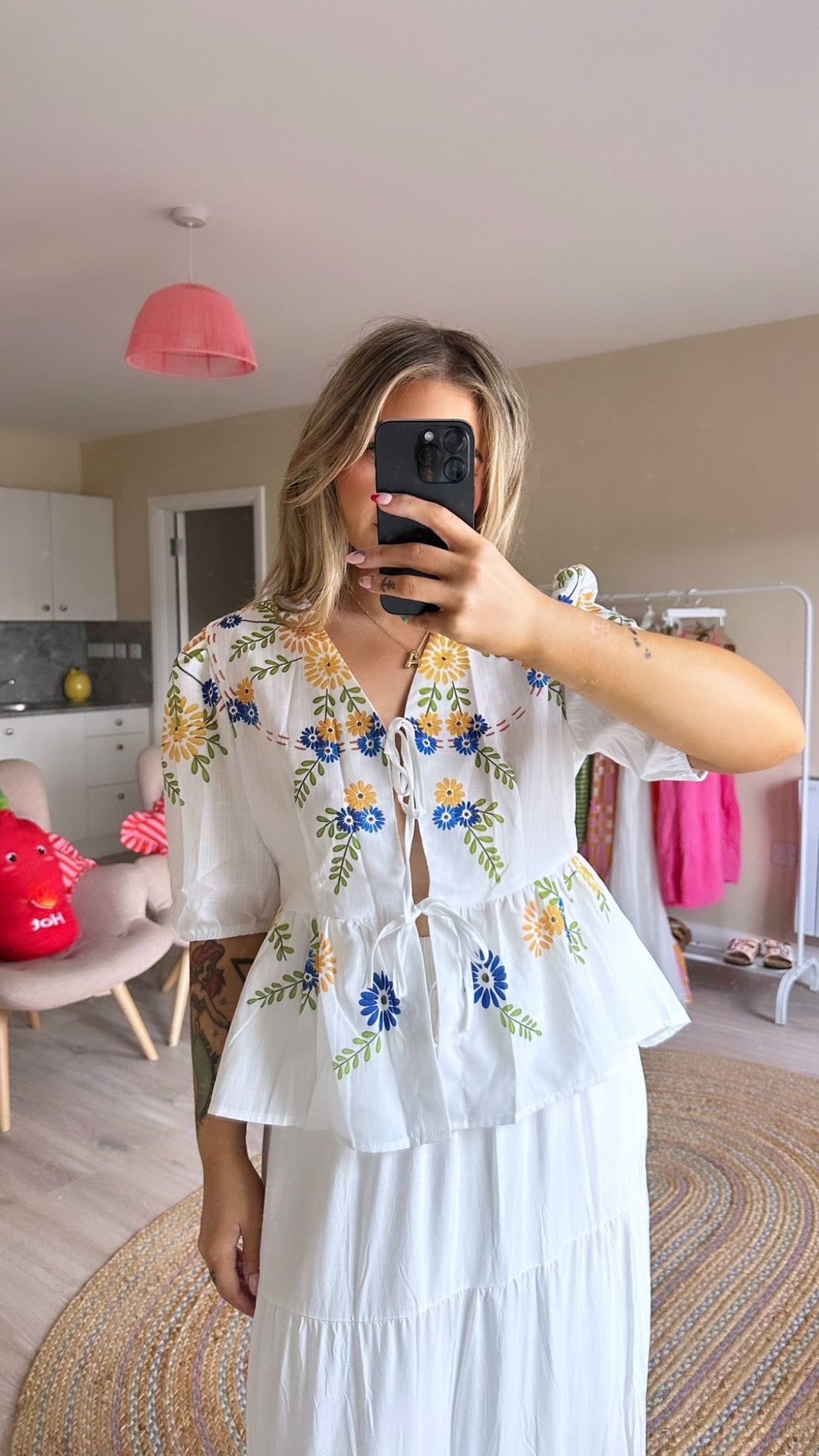 Floral Print Tie Front Blouse