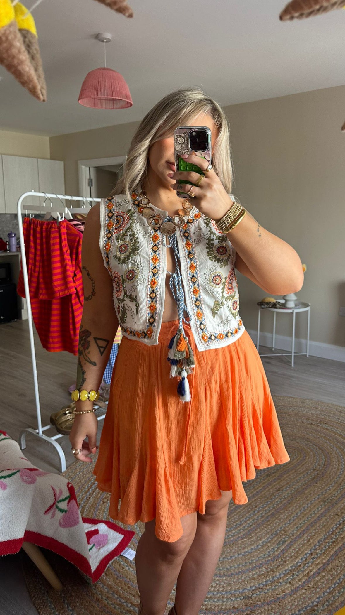 Floaty Mini Skirt - Orange