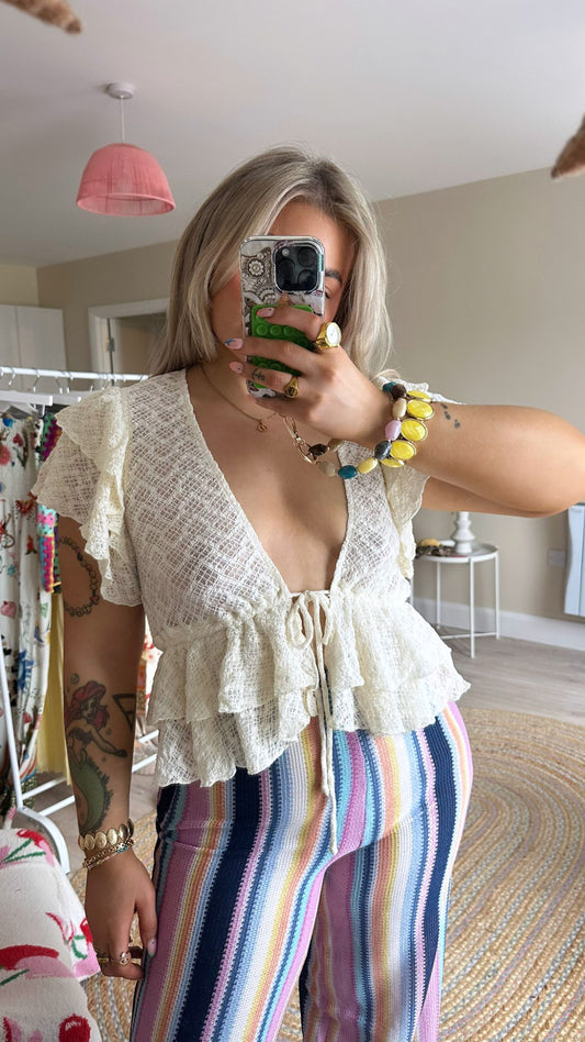Cream Ruffle Blouse