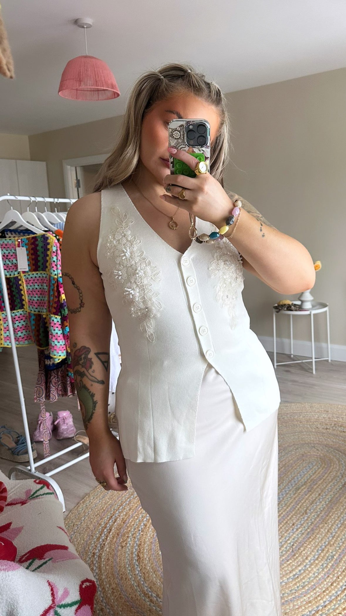 Embellished Beaded Knit Wasitcoat