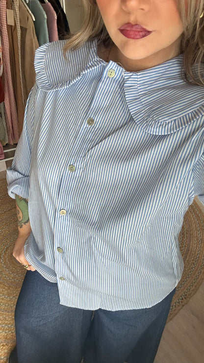 Stripe Round Collar Blouse
