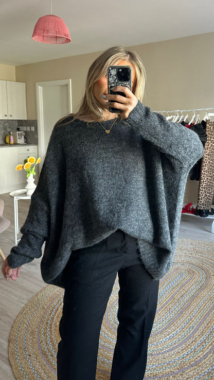 Oversized Cosy Knit Sweater - Charcoal