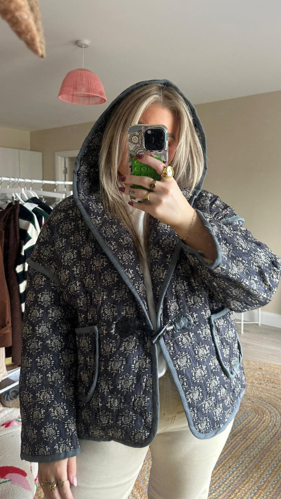 Paisley Hooded Jacket - Navy/Grey