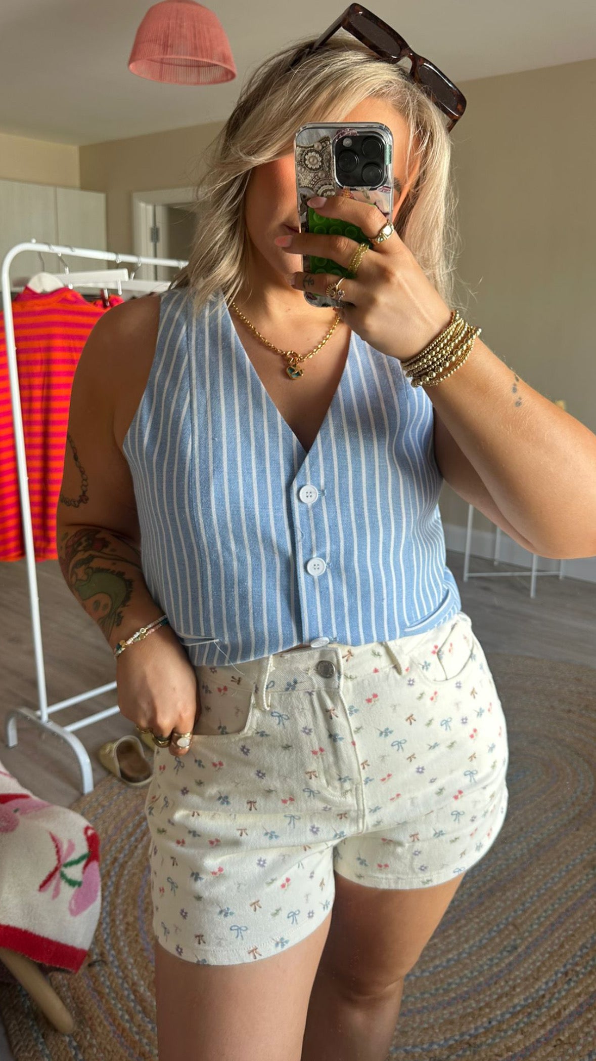 Printed Bow & Flower Shorts