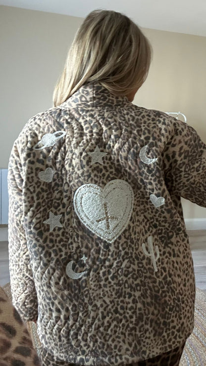 Metallic Thread Leopard Jacket with Embroidery