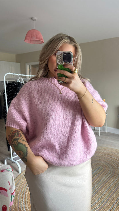 Chunky Short Sleeve Knit - Pink