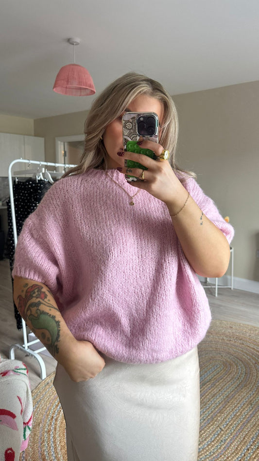 Chunky Short Sleeve Knit - Pink