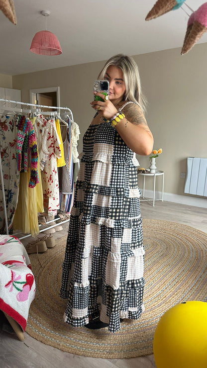 Gingham Patchwork Maxi Dress