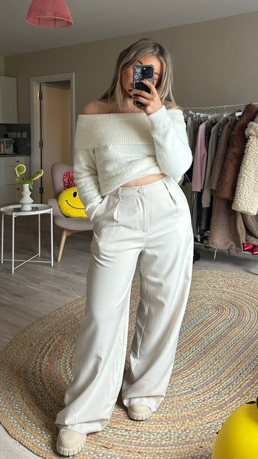 Beige Tailored Trousers