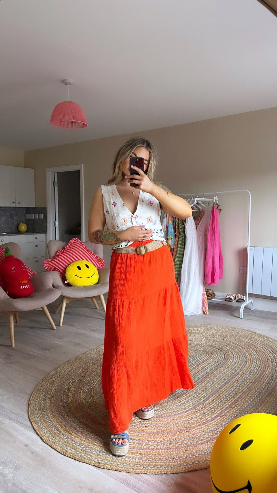 Orange Maxi Skirt (With Removable Belt)