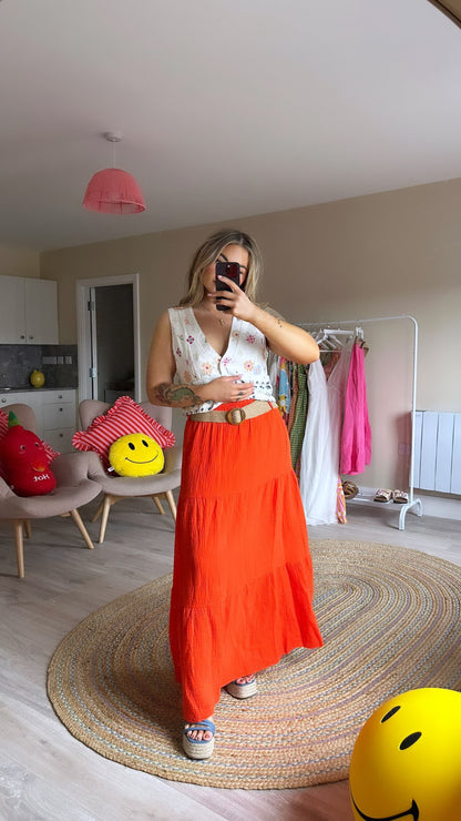 Orange Maxi Skirt (With Removable Belt)