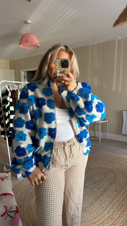 Flower Fleece Jacket - Blue