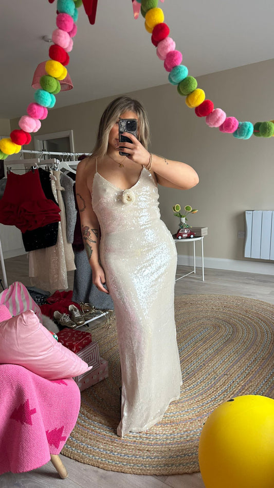 Nude Maxi Sequin Dress