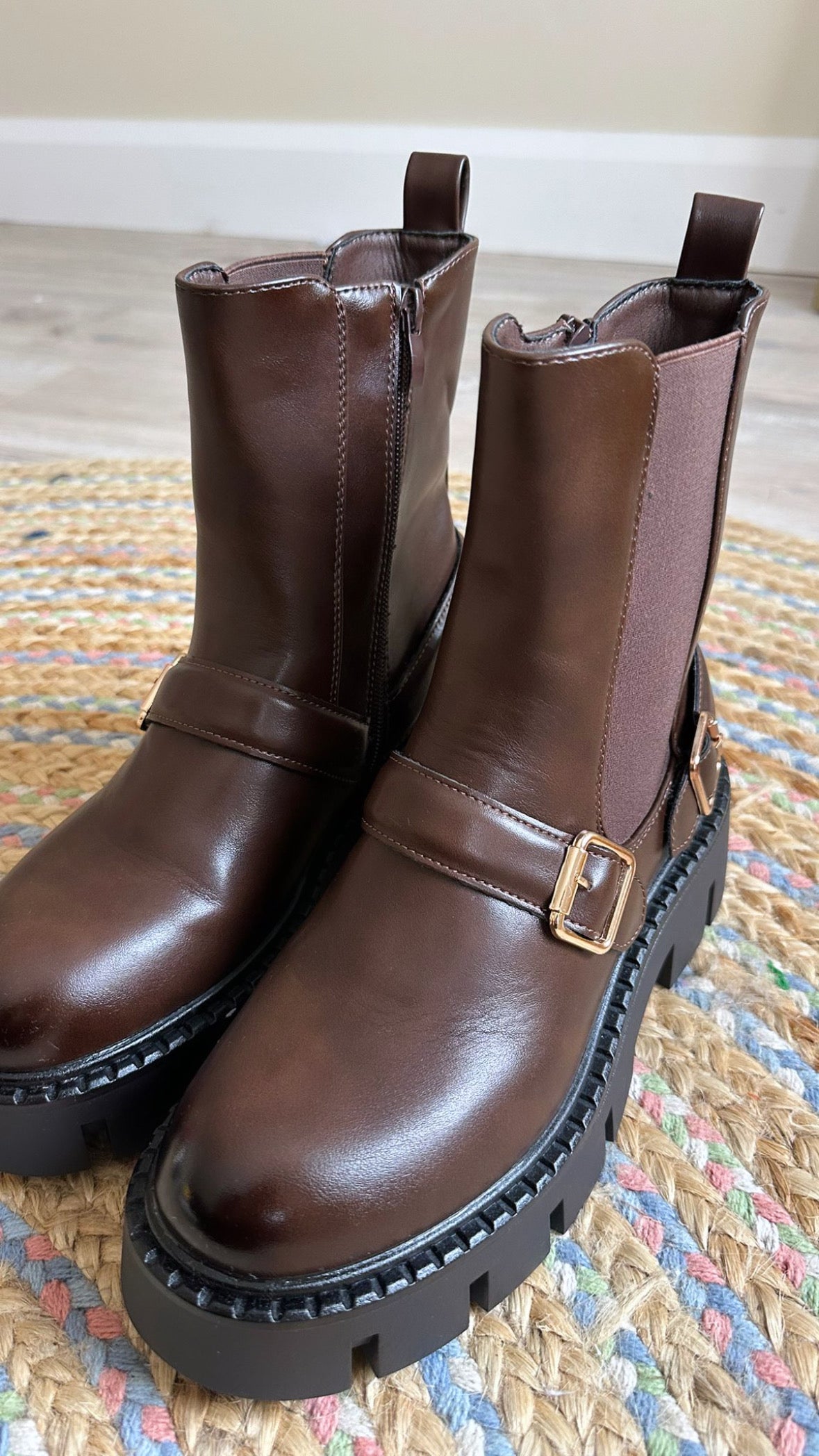 Chunky Chocolate Brown Ankle Boots